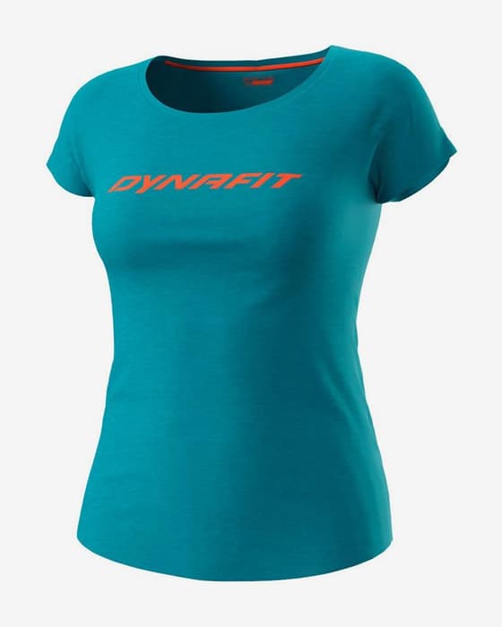 Camiseta Dynafit 24/7 Drirelease manga corta azul logo naranja mujer