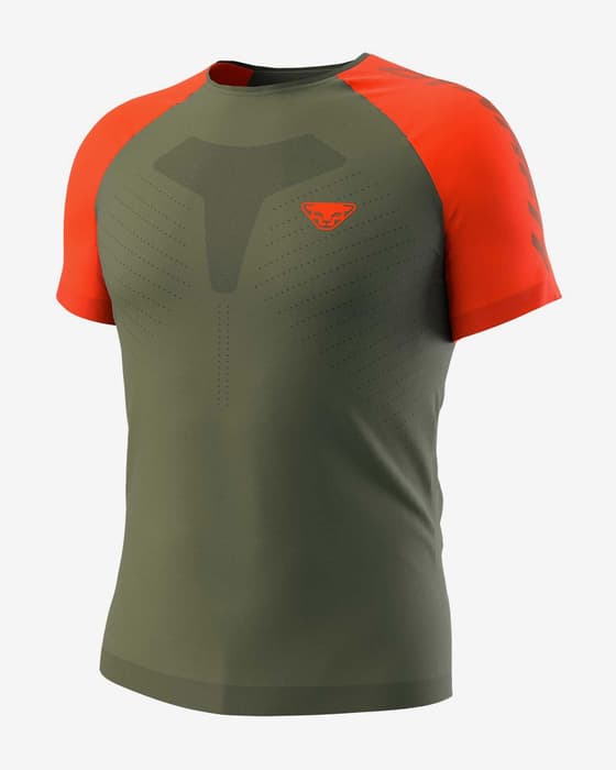 Camiseta Dynafit Ultra 3 S-Tech manga corta verde oliva naranja