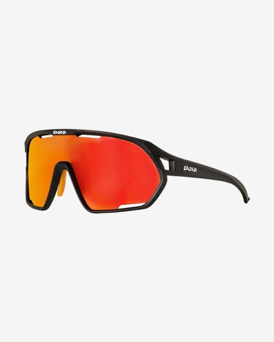 Óculos Eassun Paradiso preto mate com lentes espelhadas Red Revo