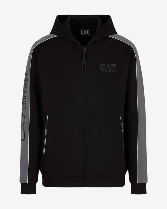 Sudadera con capucha EA7 Train Athletic Rain Colour Block Full Zip negro gris