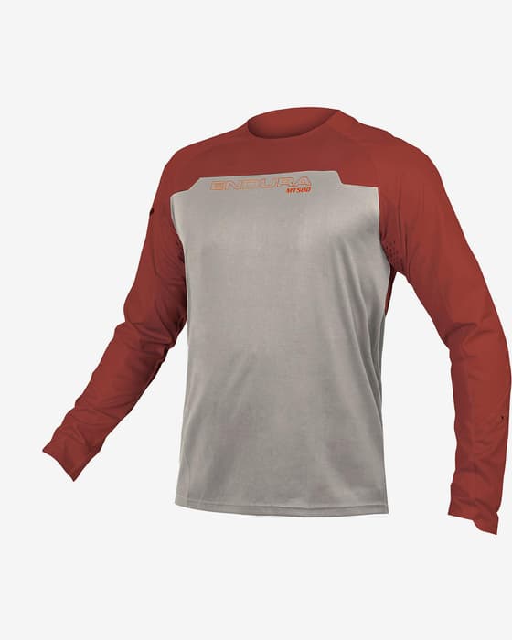 Maillot Endura MT500 Burner manches longues rouge gris