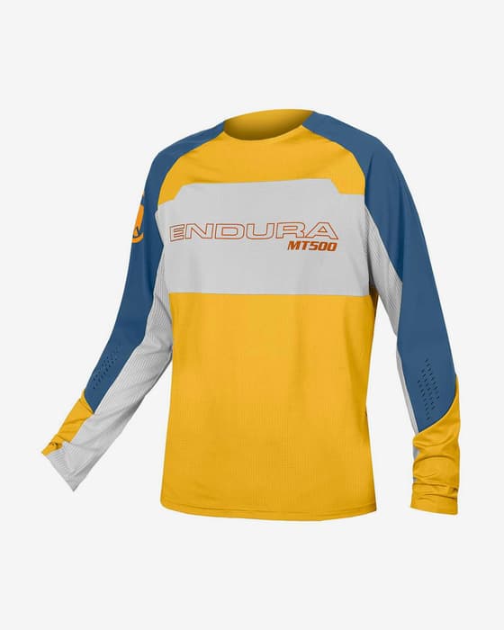 Maillot Endura MT500 Burner Lite manche longue jaune blanc bleu