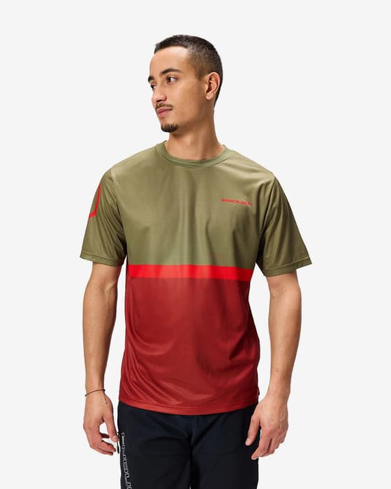 Maillot Endura SingleTrack Core II manches courtes vert rouge