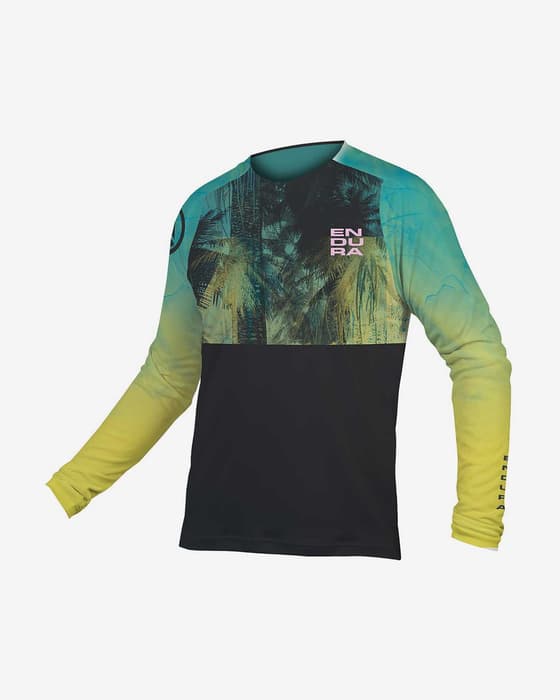 Maillot Endura Tropical Limited Edition manche longue bleu eau jaune noir