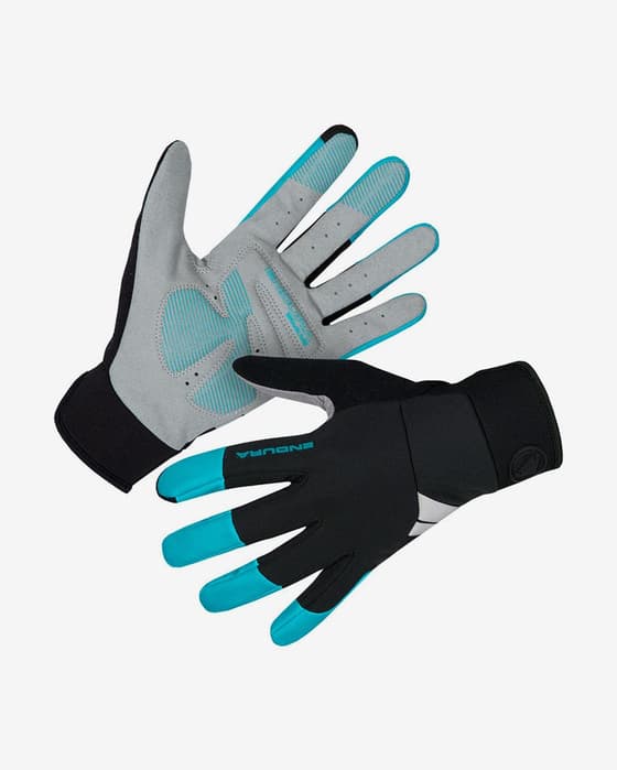 Guantes largos Endura Windchill negro azul mujer