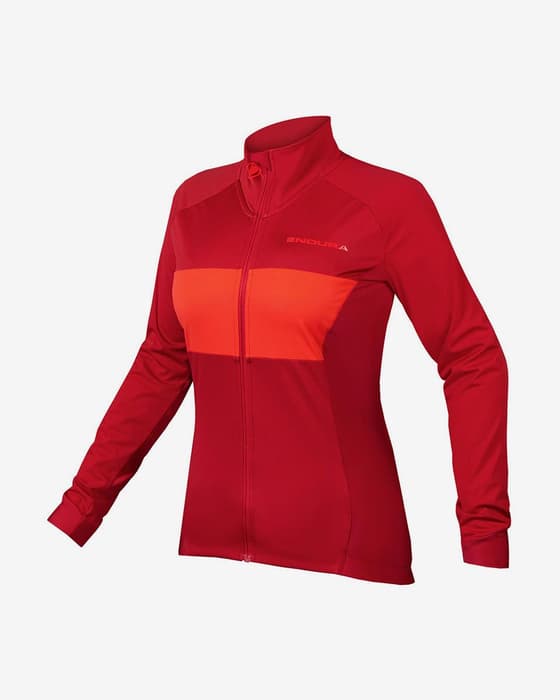 Maillot Endura FS260 Pro Jetstream manche longue rouge foncé femme