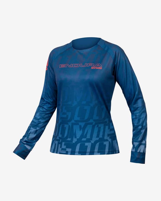 Maillot Endura MT500 Print Limited Edition manga larga azul rosa mujer