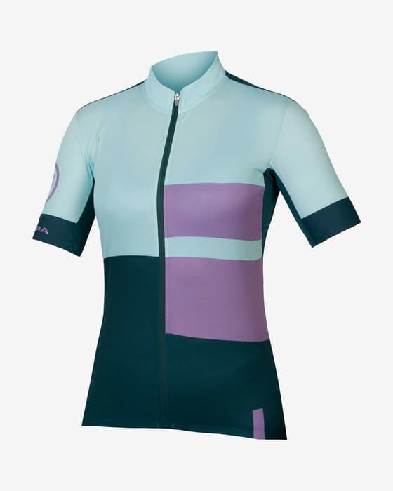 Maillot Endura FS260 Print manche courte bleu clair vert femme