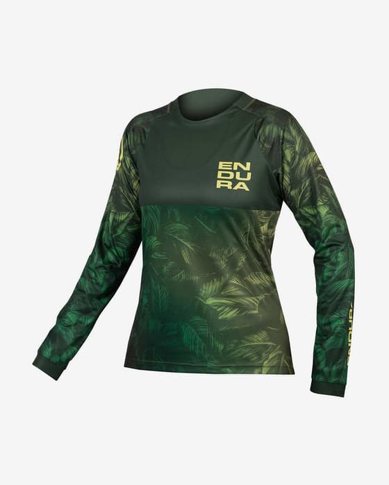 Maillot Endura Tropical Limited Edition manche longue vert foncé femme