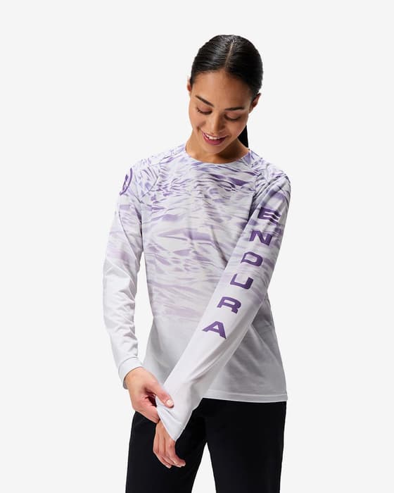 Maillot Endura Marble LTD imprimé manches longues blanc violet femme