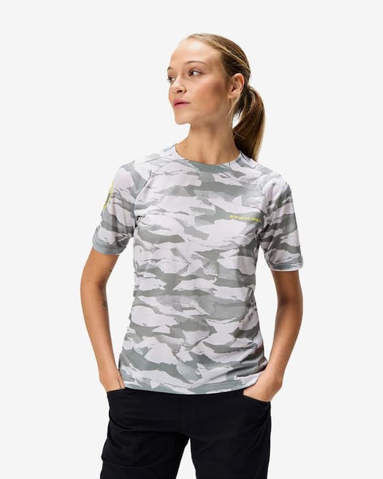 Maillot Endura Mountain Camo LTD imprimé manches courtes gris blanc femme