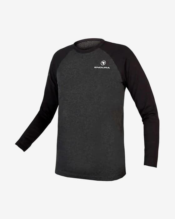 Maillot Endura One Clan Raglan manche longue noir gris enfant
