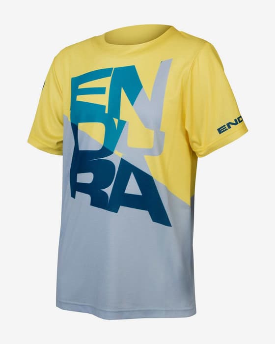 Maillot Endura SingleTrack Core II manche courte bleu pastel jaune enfant