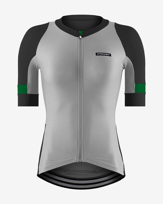 Maillot Etxeondo Mendia manches courtes gris vert femme