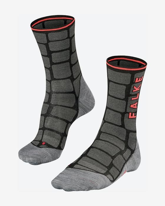 Meias Falke BC6 Cobblestone cinzento preto vermelho
