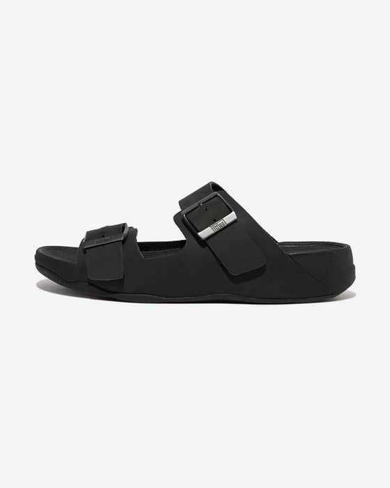 Sandalias FitFlop Gogh Moc Buckle Nobuck Slides negro