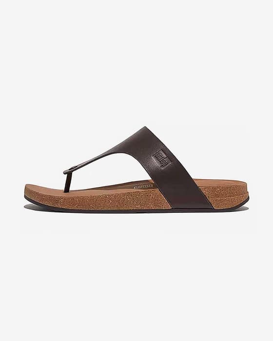 Sandalias FitFlop IQushion Leather Toe-Post marrón