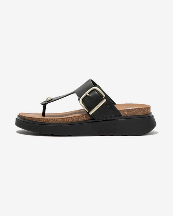 Sandalias FitFlop Gen-FF Buckle Leather Toe-Post negro mujer