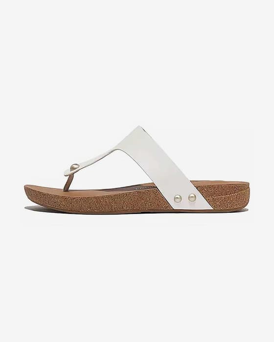 Sandalias FitFlop IQushion Leather Toe-Post blanco mujer