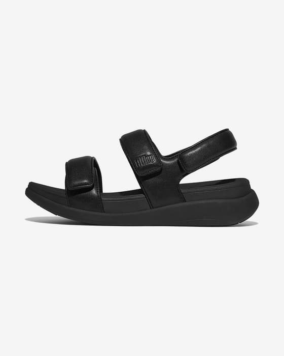 Sandalias FitFlop F-Mode Go Adjustable Flatform negro intenso mujer