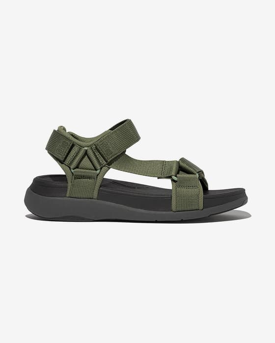 Sandalias FitFlop F-Mode Go Adjustable Flatform verde oliva negro
