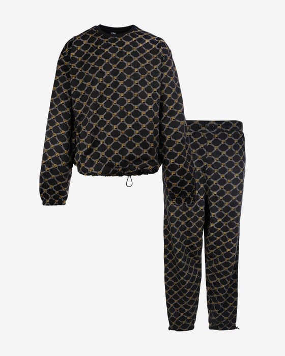 Fila Pyjamas Cotton Brushed Fleece F Pattern Set schwarz/braun