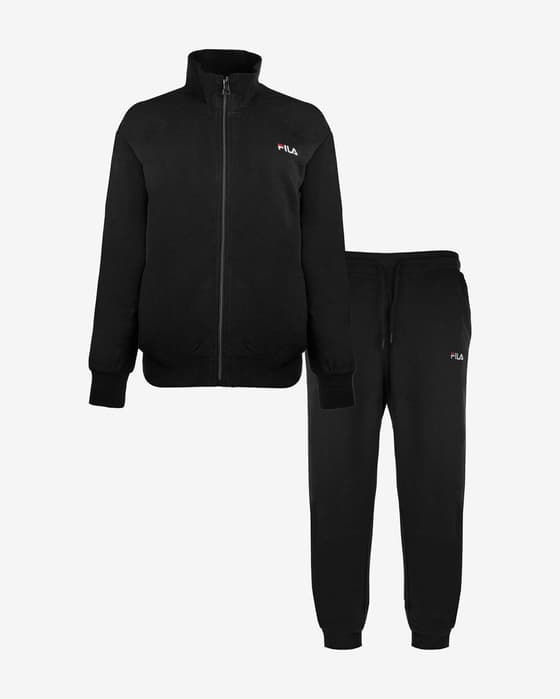 Conjunto Fila Pyjamas Cotton Brushed Fleece Full Zip Logo negro intenso mujer