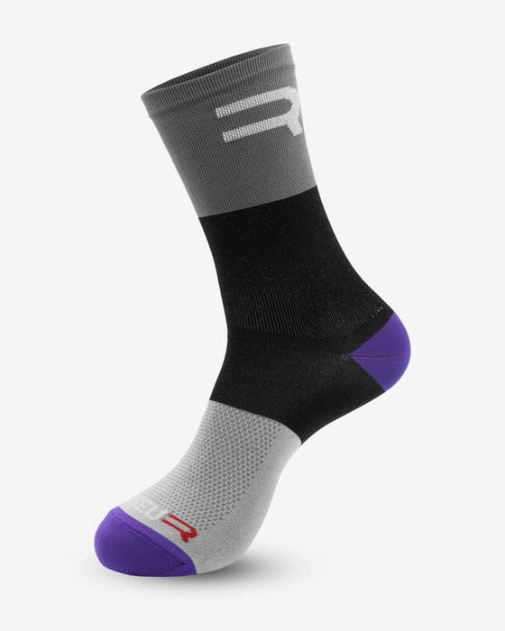 Meias Finisseur Pro Logo Roll Lines cinza preto lilás