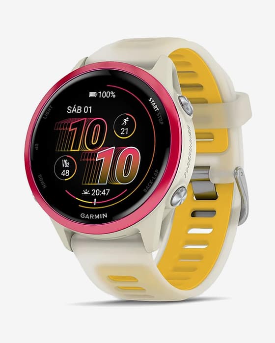 Garmin Forerunner 570 - 42 mm lilás correia branco amarelo