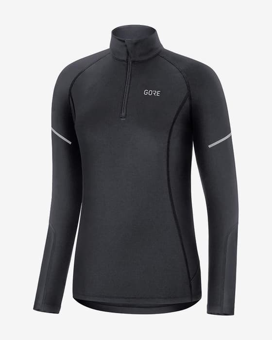 Camiseta Gore Wear Mid Half Zip manga larga negro mujer