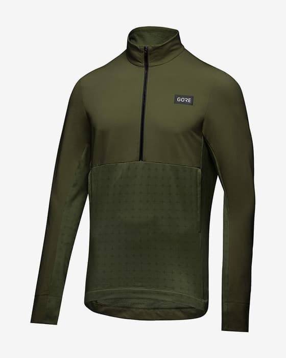Maillot GOREWEAR TrailKPR Hybrid Half Zip manche longue vert foncé