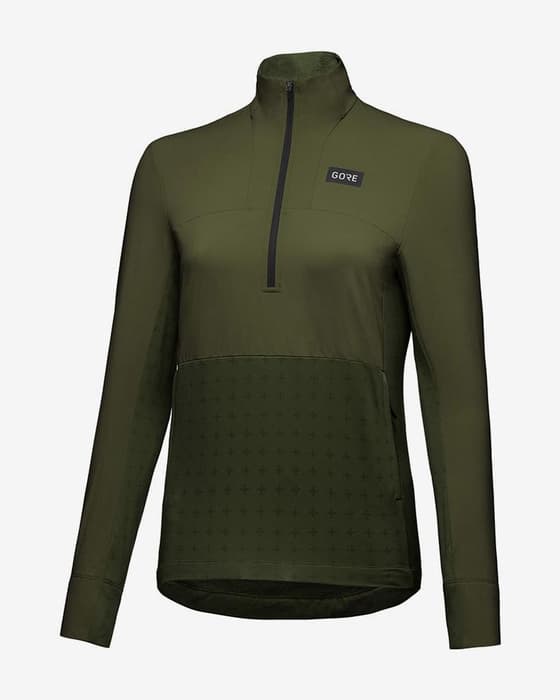 Maillot GOREWEAR TrailKPR Hybrid Half Zip manche longue vert foncé femme