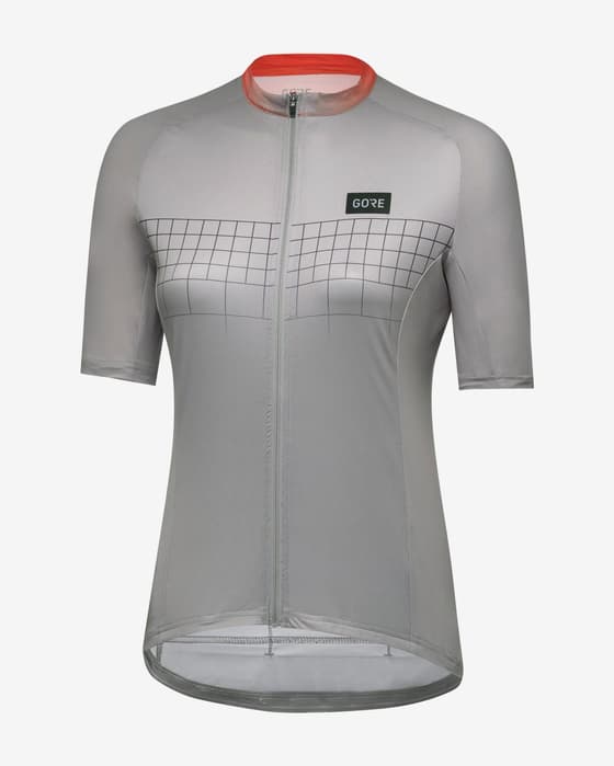 Maillot GOREWEAR Grid Fade 2.0 manga corta gris rojo anaranjado mujer