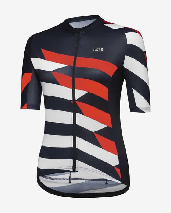 Maillot GOREWEAR Spirit Signal Chaos manga corta azul negruzco blanco rojo mujer