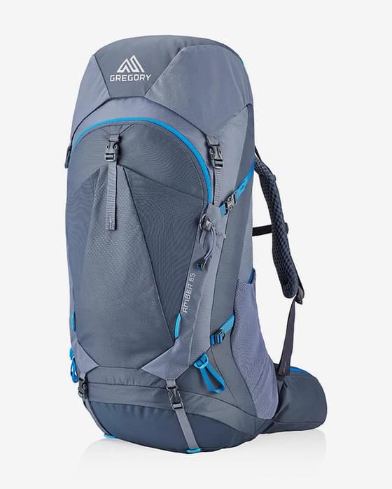 Mochila Gregory Amber 65L gris azul mujer