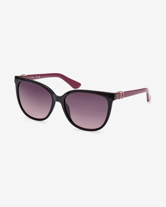Gafas Guess Round Injected negro granate con lentes espejadas morado mujer
