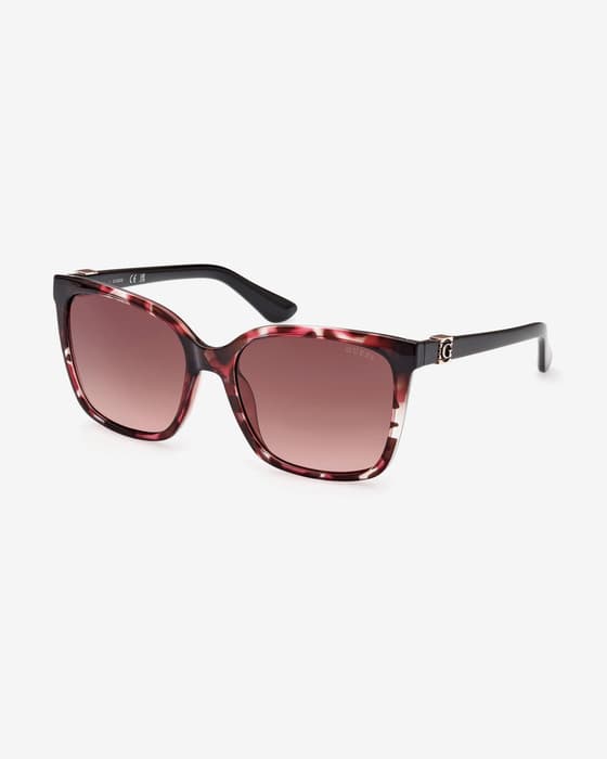 Gafas Guess Square Shape Injected rojo negro con lentes polarizadas granate mujer