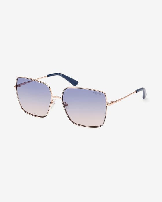 Gafas Guess Square Metal amarillo dorado con lentes espejadas azul mujer