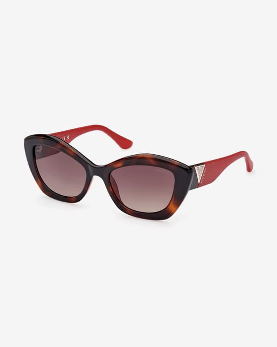 Gafas Guess Cat-Eye Shape Injected marrón oscuro con lentes espejadas marrón mujer