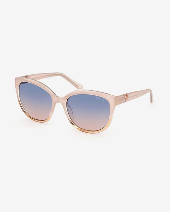 Gafas Guess GU7877 beige con lentes espejadas gris mujer