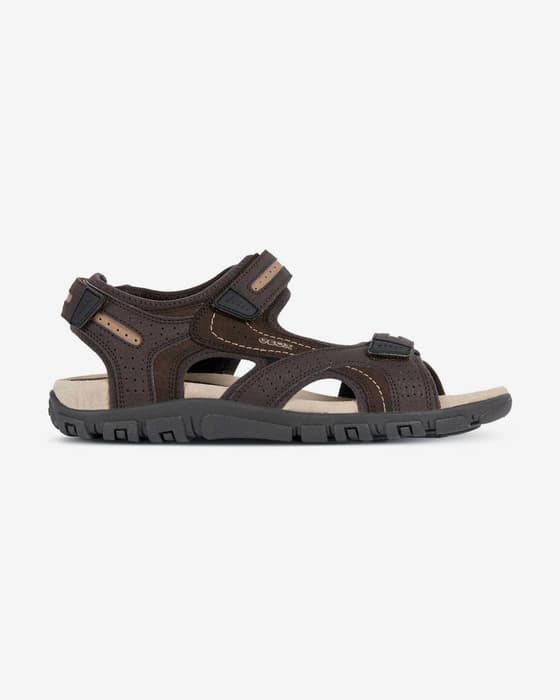 Sandalias Geox Strada Velcro marrón negro beige