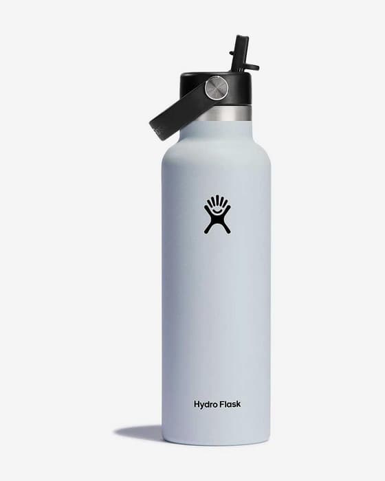 Bidón Hydro Flask 21 Oz Standard Mouth con tapa Flex Straw Capé blanco