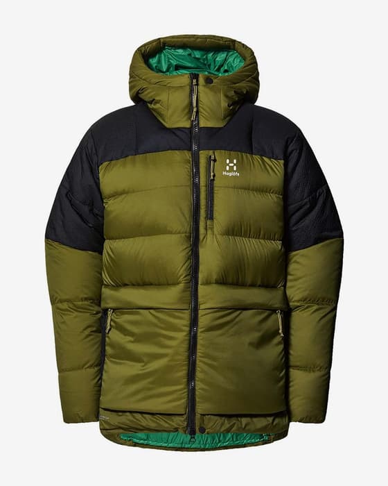Chaqueta con capucha Haglöfs Riksgränsen Down 800 verde oliva