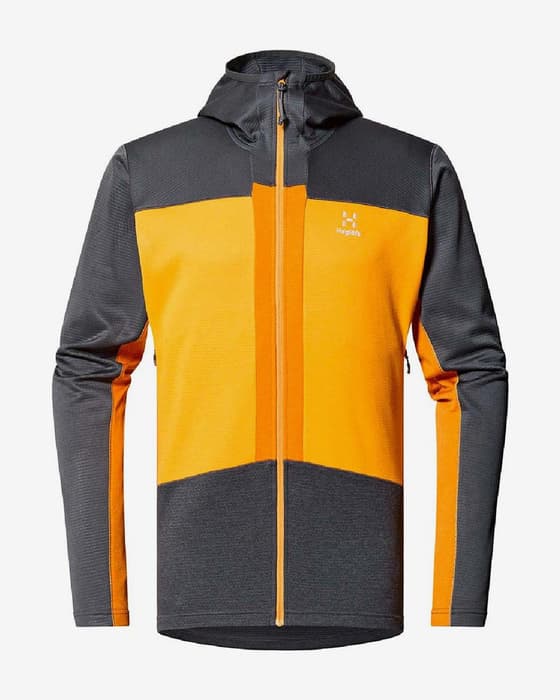 Haglöfs ROC Flash Mid Kapuzenfleecejacke gelb/dunkelgrau