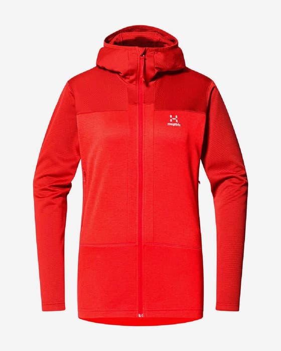 Haglöfs ROC Flash Mid Damen Kapuzenfleecejacke knallrot
