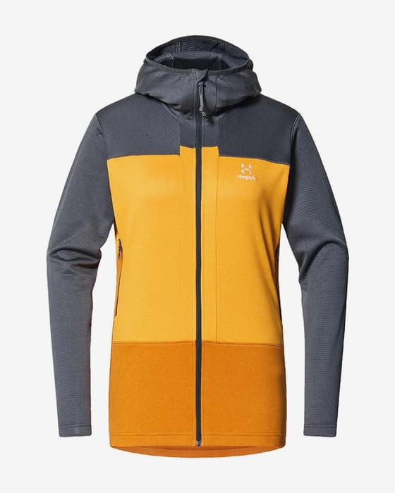 Haglöfs ROC Flash Mid Damen Kapuzenfleecejacke gelb/dunkelgrau