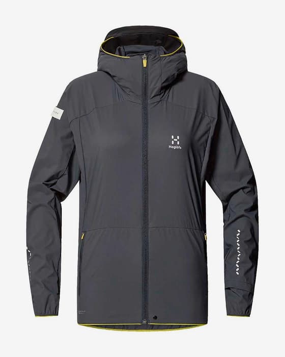 Chaqueta fina con capucha Haglöfs L.I.M Tempo Trail gris oscuro mujer