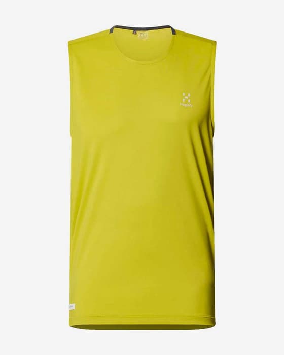 Camiseta Haglöfs L.I.M Tempo Trail sin mangas verde amarillento