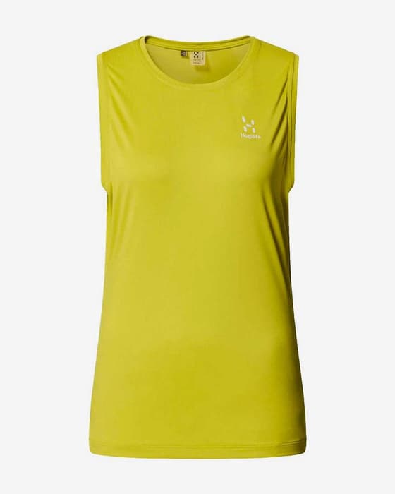 Camiseta Haglöfs L.I.M Tempo Trail sin mangas verde amarillento mujer
