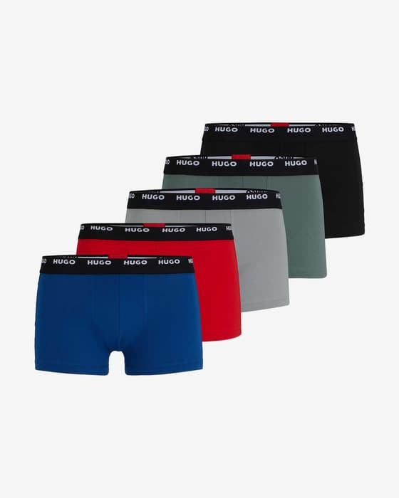 Bóxer HUGO Trunk Logo azul rojo gris (5 unidades)